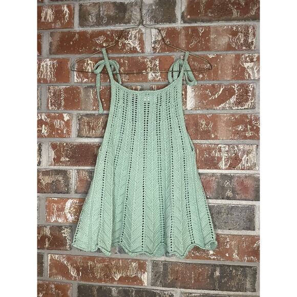 Altar'd State Tops - Altra'd State Sage Green Knit Tank Top S Tie Top 100% Cotton Boho Minimalist